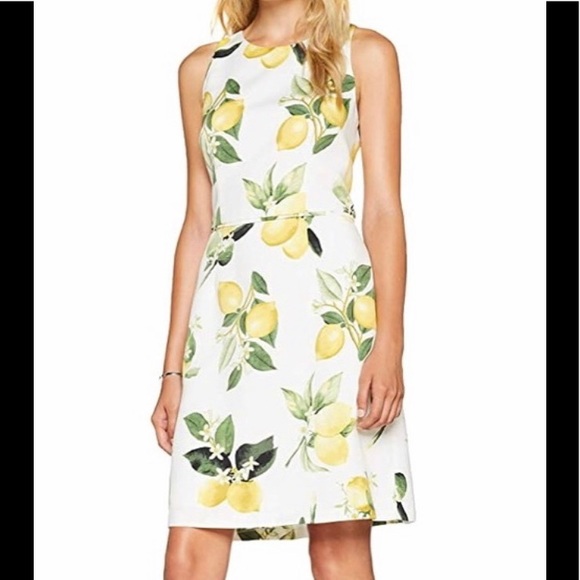 NWT Adrianna Papell Lemon Print A-Line Dress - Picture 2 of 12